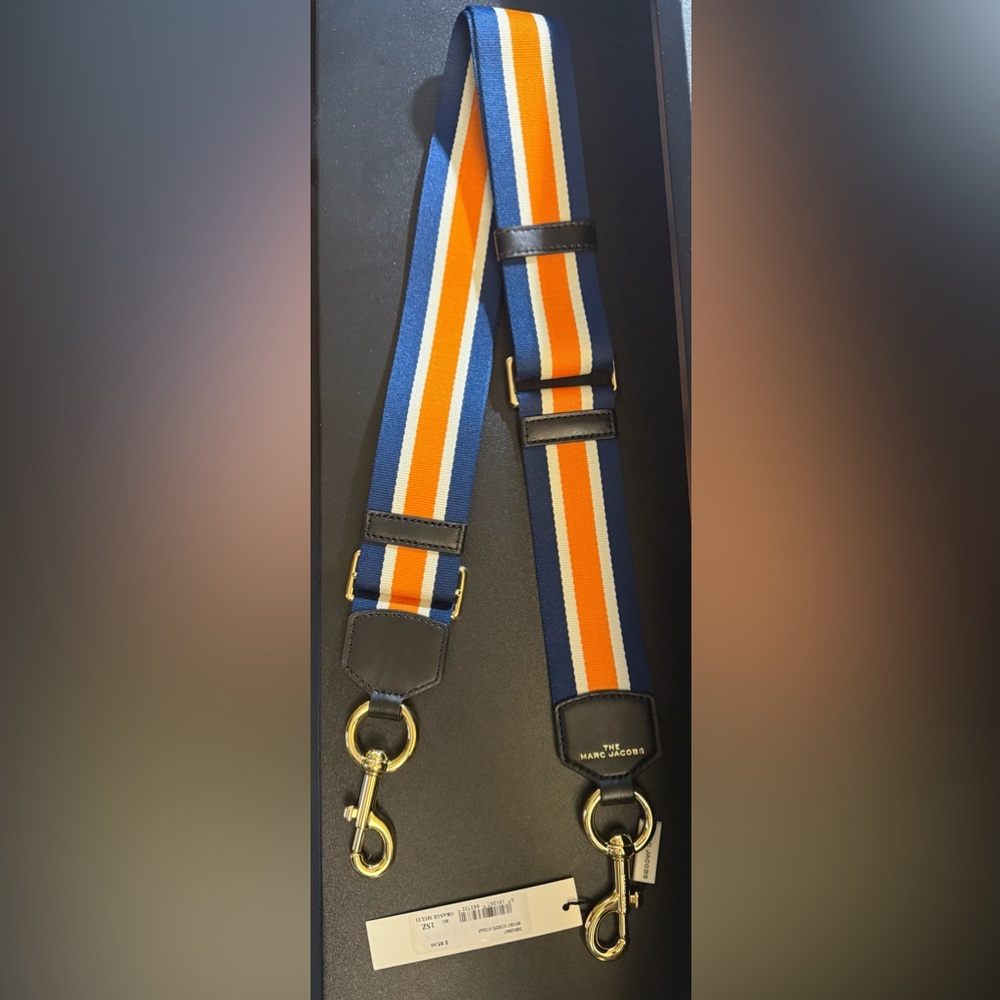Marc Jacobs Blue, Orange & White Striped Adjustable Guitar Bag Strap